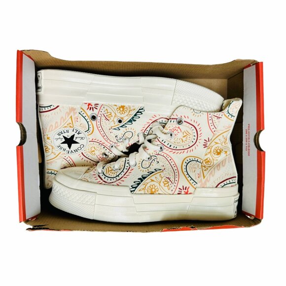 ⭐Converse Chuck 70 Plus Hi 6.5 Men's Shoes Beige Floral Paisley Sneakers A08172C - Picture 8 of 10